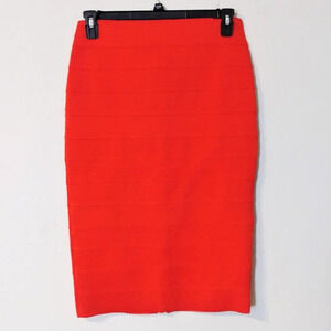 New York & Co Red Scallop Knit Pencil Skirt Med